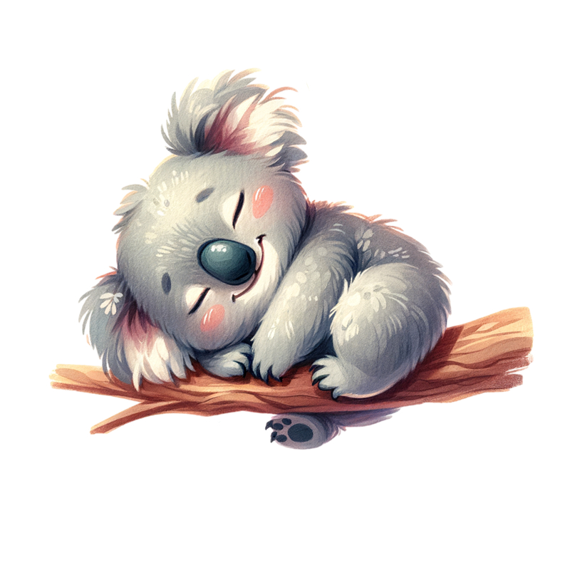 Cute little cartoon panda sleeping on a tree branch.